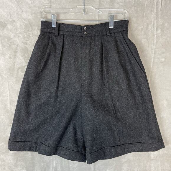 L.L. Bean Pants - Vintage LL Bean Wool Shorts USA Made Size 10 Pleated Charcoal Dark Academia